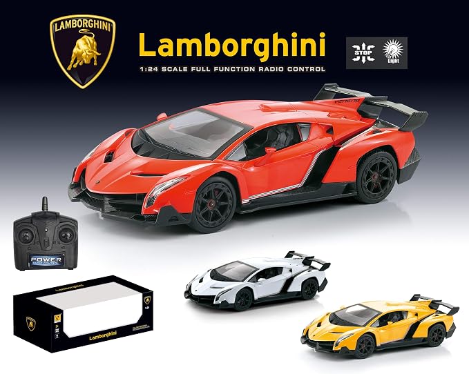 Remote Control RC CAR Racing Cars Compatible with Lamborghini Veneno Officially Licensed 1:24 Toy RC Cars Model Vehicle for Boys 6,7,8 Years Old,Yellow