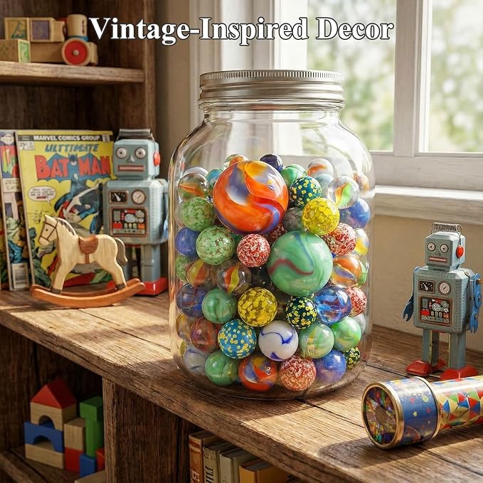 Shindel 125PCS Glass Marbles Bulk, Assorted Sizes Colorful Marbles - Great Gift Option for Collectors, Home Decor & Traditional Games
