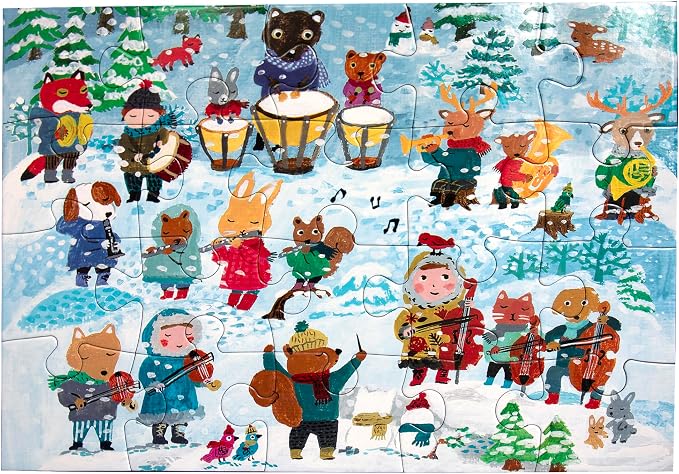 eeBoo 20 Piece Giant Floor Puzzle - Yumi's Winter Carols Children's Puzzle Holiday Themed, Large Pieces for Small Hands to Develop Motor Skills