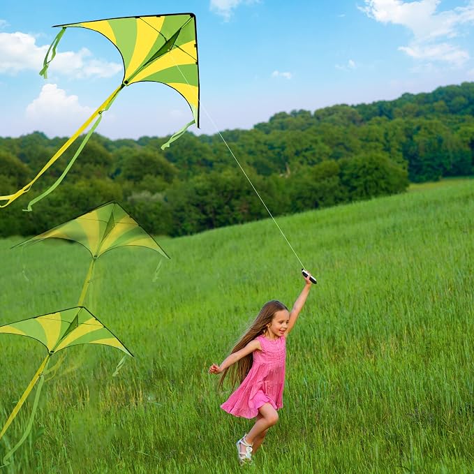 JOYIN 3 Packs Large Delta Kite Gradient Rainbow, Easy to Fly Huge for Kids and Adults, Large Delta Beach Kite for Outdoor Games and Activities