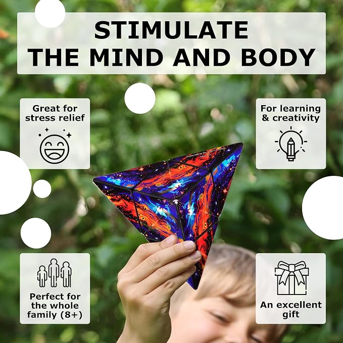 Shashibo Sensory Fidget Toy for Adults & Kids, Stress Relief Fidget Toy for Adults, Teens & Kids, Cool Fidget Toys for Desk, Classroom Must Have, Sensory Shape Shifting Cube, 100+ Possible Shapes