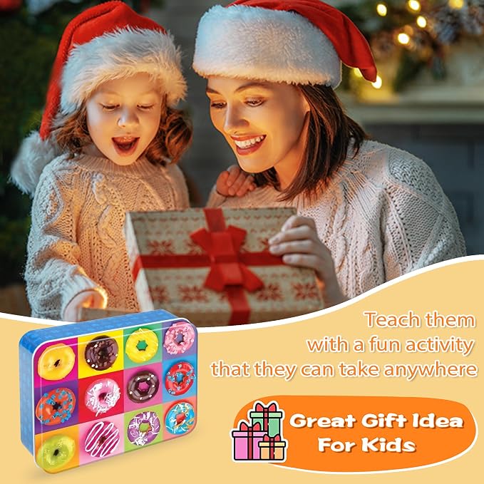 LELEMON Puzzles for Kids Ages 4-8,Donut Puzzle 100 Piece Puzzles for Kids Ages 4-6 in a Metal Box,Educational Jigsaw Puzzles 100 Piece Puzzle Games Toys for Girls and Boys
