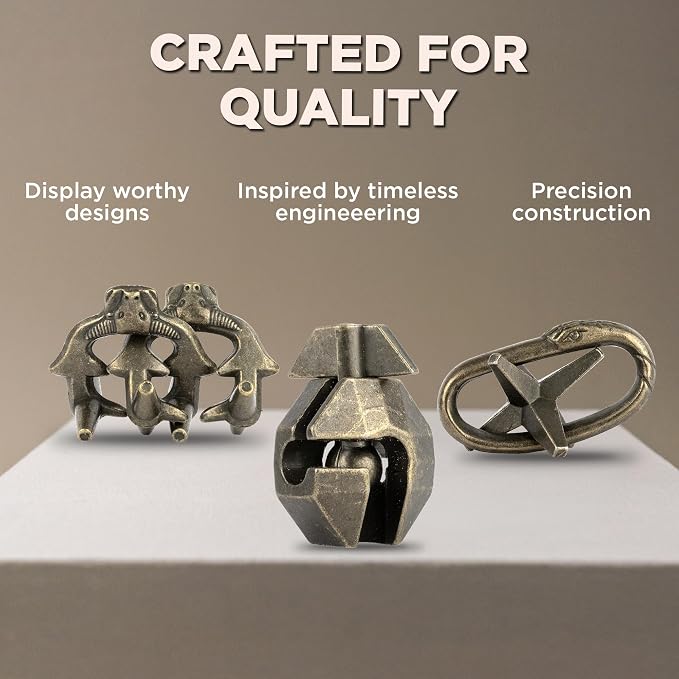 True Genius: Viking Forge - 3 Cast Metal Brainteaser Puzzles, Disentanglement Puzzle, Difficulty Level 3-5, Project Genius, Ages 8+