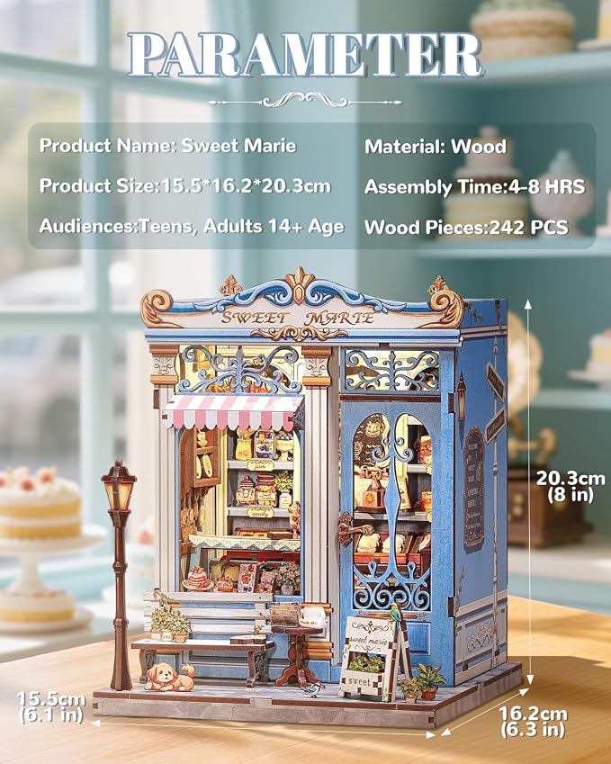 Book Nook Kit, DIY Miniature House Kits for Adult and Teens, Dollhouse Tiny Booknook Garden House Bookshelf, DIY Craft Gifts for Family and Friends (Sweet Marie)