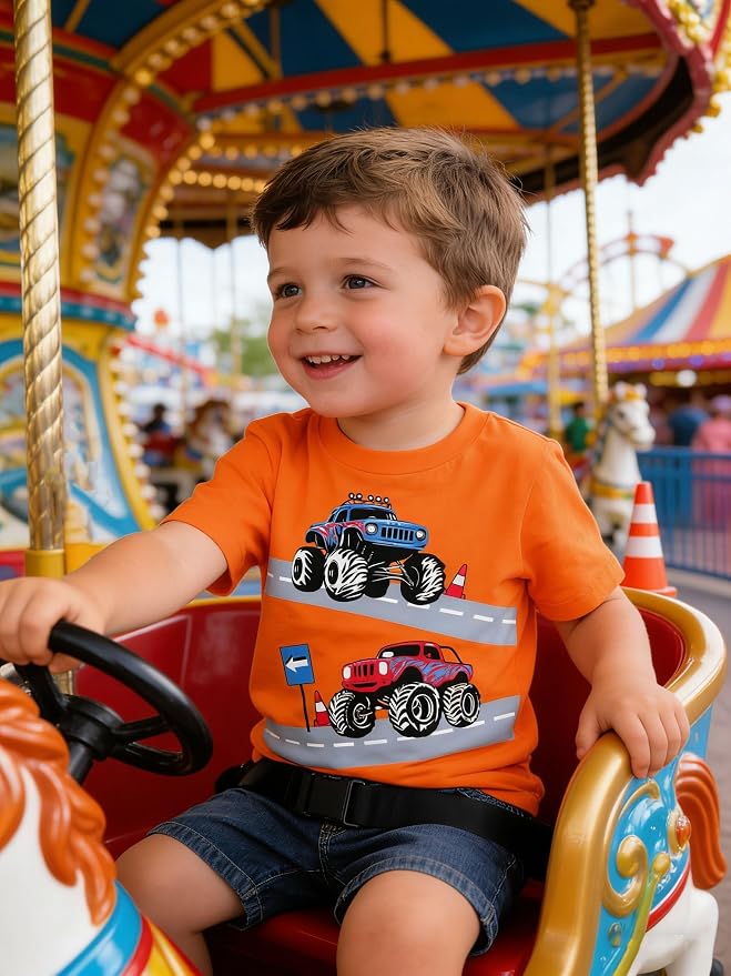 Funnycokid Toddler Boys Shirts Graphic T-Shirt Kids Short Sleeve Tees 2-7 Years