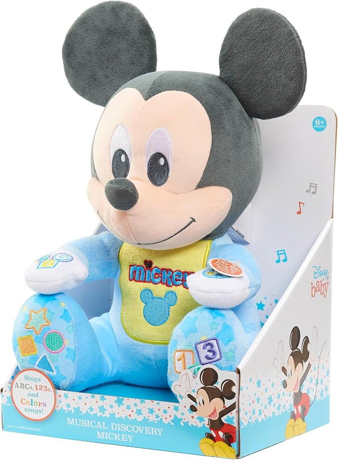 Disney Baby Musical Discovery 10-inch Interactive Plush Mickey Mouse, Music and Phrases, Early Learning, Toddler