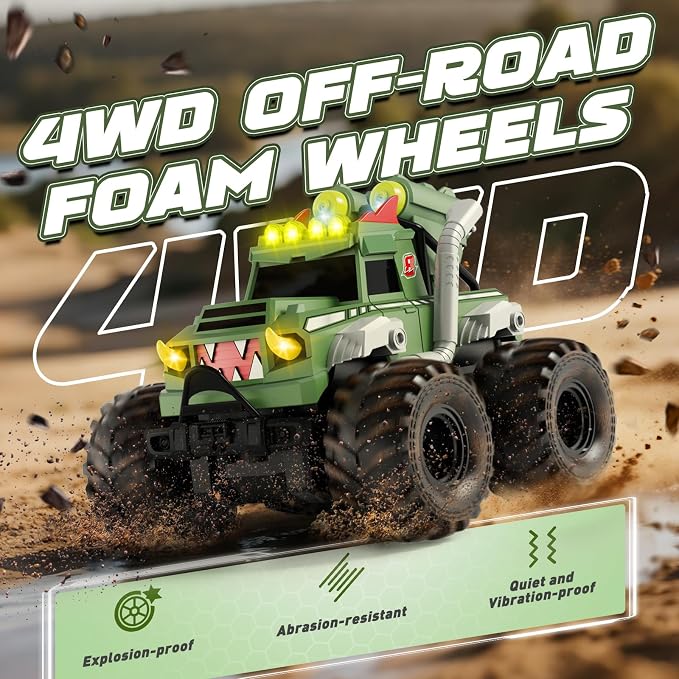Remote Control Car, Waterproof Monster Truck Toys RC Cars for Boys, 1:18 Amphibious 4WD All Terrain Off-Road Pickup Toy Trucks, Christmas Birthday Gift Boys Girls Kids Ages 6 7 8-12 Years Old