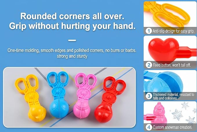 4 Pcs Sand Molds Maker, Beach Toy for Kids, Duck/Ball/Heart/Snowman Shapes, Sandbox Outdoor Play Sand Toys, Gifts(Pink/Yellow/Blue/Red)