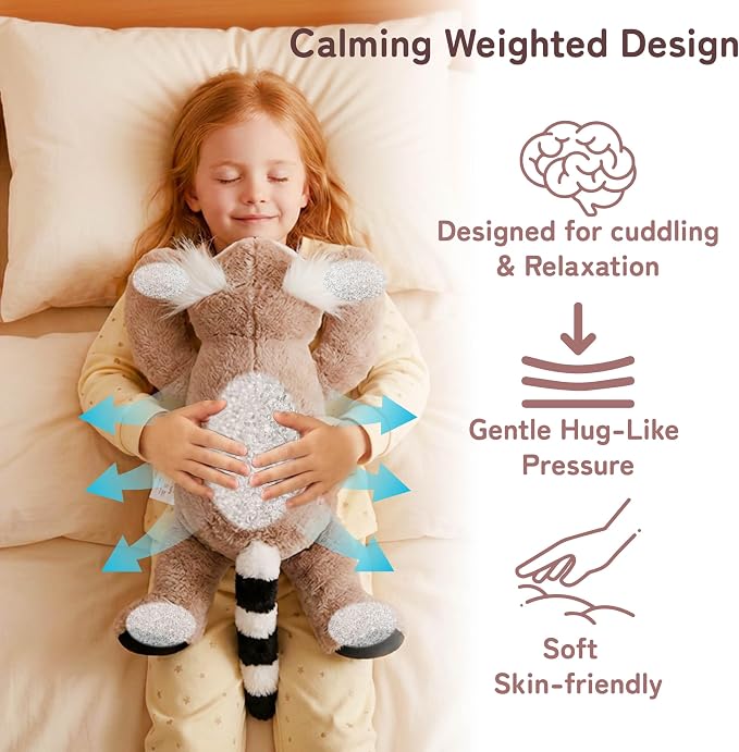Niuniu Daddy Lemur Weighted Stuffed Animals for Kids & Adults, 20" | 3.3lb Large Weighted Plushies Pillow for Sleeping and Calming, Cute Lying Plush Toy Huggable Gift for Everyday Comfort