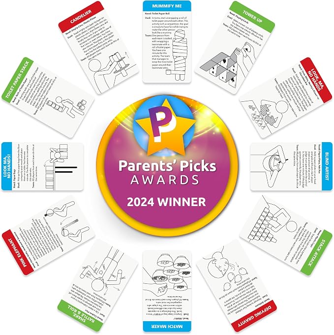 Funwares Home Edition, 218 Minute of Fun Games - Minute to Win It Family Party & Travel for Kids & Adults, 2-12 Players! Play with Everyday Household Items.