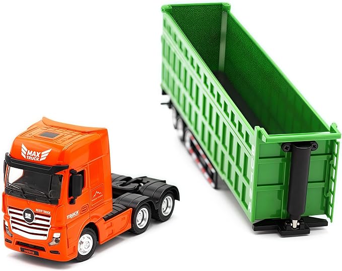 Gemini&Genius Construction Dump Truck Toy, Heavy Duty Alloy Transport Truck Toy, Construction Vehicle Toys, 1:50 Scale Diecast Dump Trailer, Toy Trucks for Kids (Detachable)