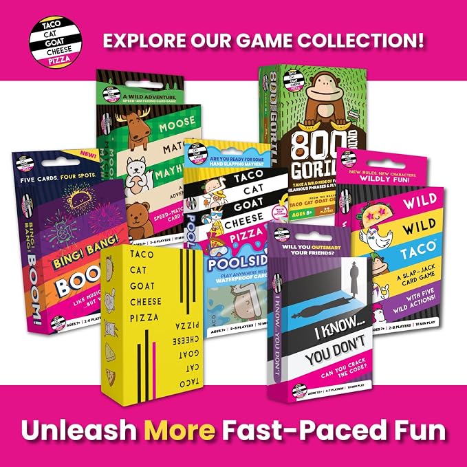 Taco Cat Goat Cheese Pizza Wildly Entertaining Card Game for Family and Group Game Night | Easy to Learn and Play with 10-15 Minute Rounds | Fun for Kids, Teens, Adults, and Families | 2-8 Players