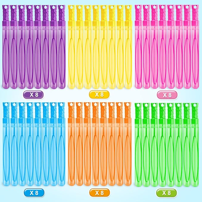 SpringFlower Bubble for Kids, 48 Pcs 2OZ Bubble Wands in 6 Colors, Bubble Bulk for Kid Party Favors, Summer Toys, Indoor & Outdoor Activities, Birthday, Carnival Prizes, Wedding, Goodie Bags