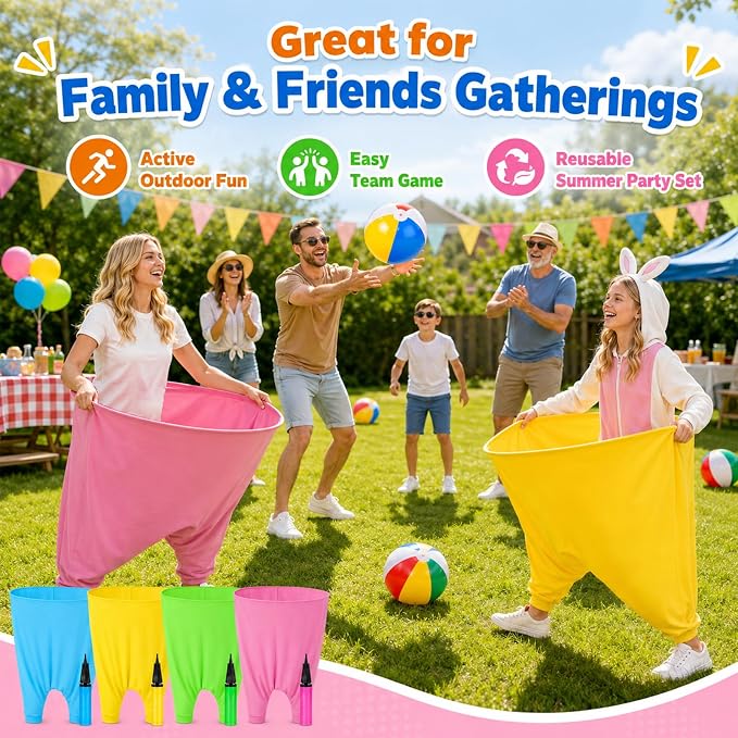 Granny Pants Yard Game,Giant Pants Outdoor Game,Oversized Pants Tossing Game with 24 Bouncy Balls and 4 Pumps Backyard & Outdoor Group Games for Family & Friends Gatherings