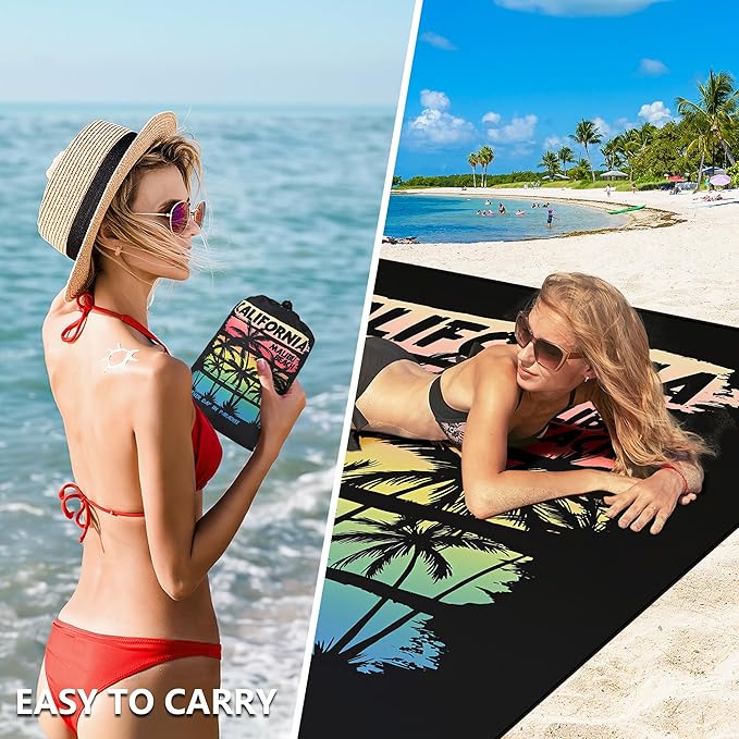 HIHOHO Beach Blanket Waterproof Sandproof Extra Large Beach Mat 79" X 83"/120"x108"for 1-8 Adults Quick Drying Durable Outdoor Picnic Mat for Beach Travel Camping Hiking