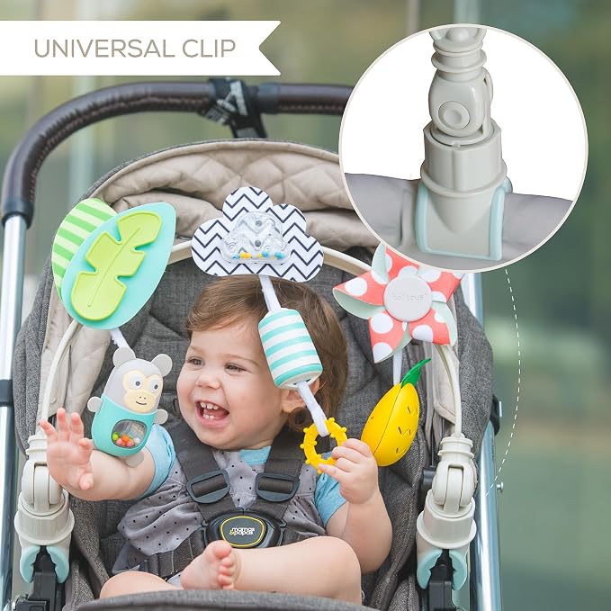 Taf Toys Tropical Baby Stroller Arch Toy, Car Seat Toys, Adjustable Arch Bassinet Toys for Infant Toddler, Hanging Toys for Stimulating Senses & Motor Skills, Fits Cribs, Baby Bouncers 0-18 Months
