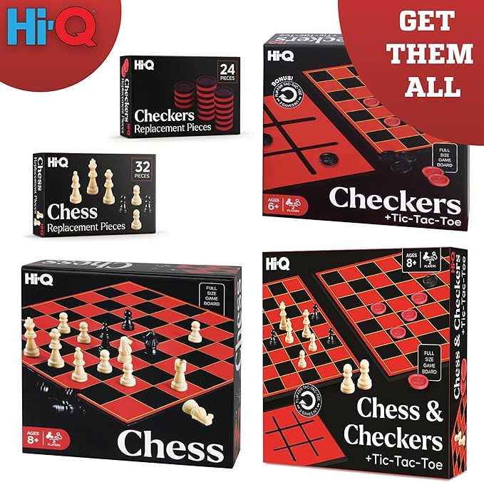 3-in-1 Chess, Checkers & Tic-Tac-Toe Game Set – Double-Sided Folding Board – Staunton Style Pieces & Interlocking Checkers – Classic Strategy Family Board Game for Kids & Adults