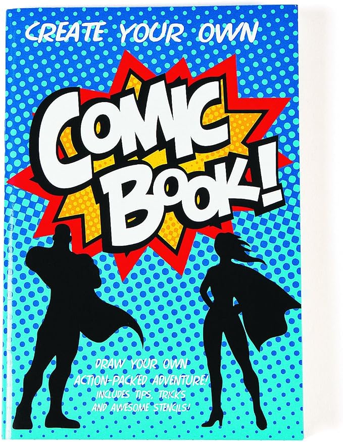 Fun Express Blank Comic Book for Kids 12 Books - Drawing Book Activity Pad with Pre-Printed Panels & Stencils | How to Draw Comics Kit for Boys & Girls Ages 4-12