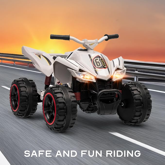 Hot Wheels - 12V ATV Ride On Toy for Kids, LED Headlights, Battery Powered