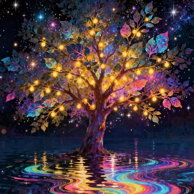 Paint by Numbers for Adults and Kids Beginner, Tree of Life Painting by Number Kits On Canvas Number Artist Paint by Number Kit Oil Painting Acrylic Paints Home Wall Decor Gift 13.7X13.7 inch