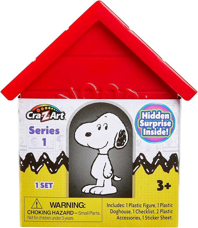 Cra-Z-Art Peanuts Crystal Surprise, Mini Plastic Crystal-Like Figures and Snoopy House Collectible Blind Bag Inspired Kids Toys for Ages 3 and Up