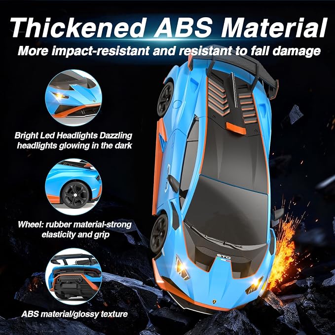 Lamborghini Remote Control Car, 1:24 Scale Officially Licensed Lambo Toy Car, 25KM/H High Speed Fast RC Drift Car with LED Light 2.4GHz Model Cars for Boys Girls Kids Adults Birthday Ideas Gift