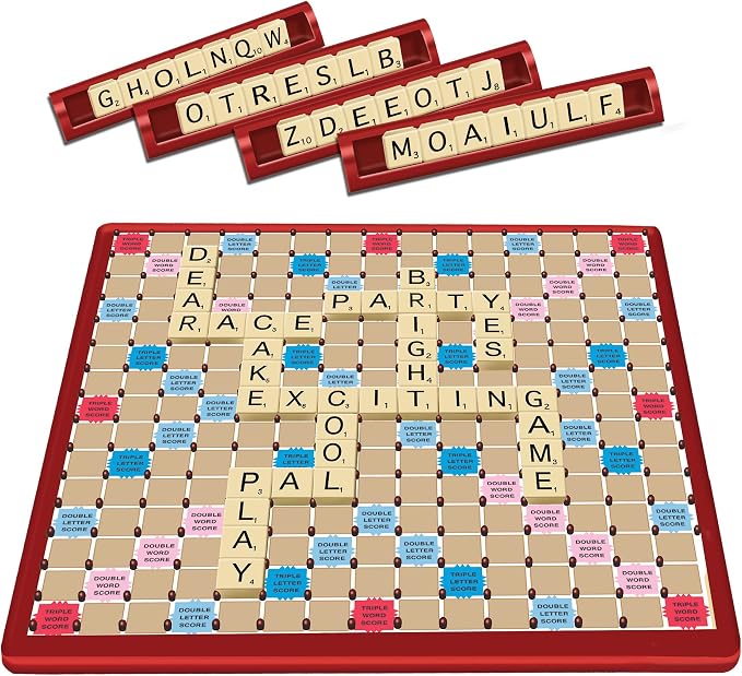 Tile Lock Scrabble, Board Holds Tiles in Place, by Winning Moves Games USA | For 2 to 4 Players, Ages 8+