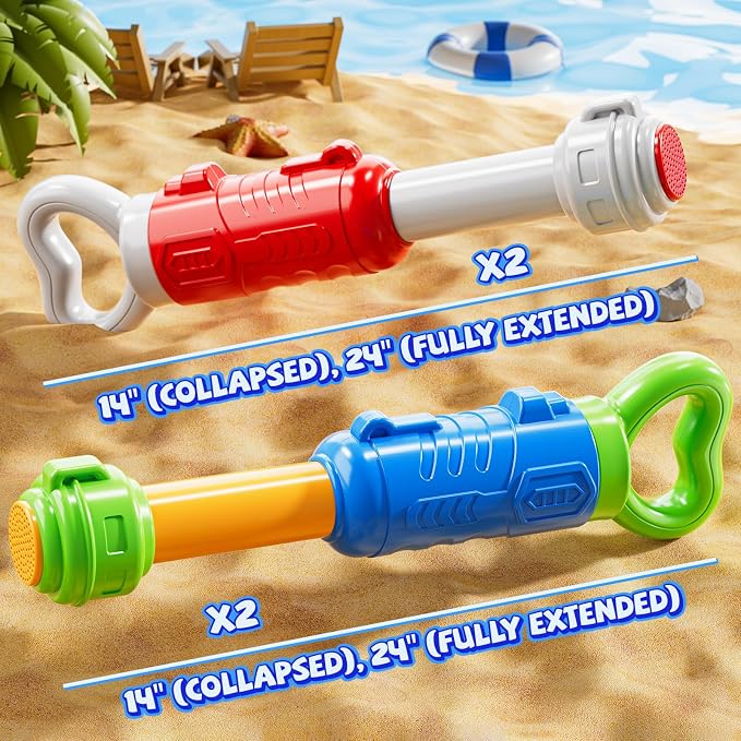 4 Pack Water Guns for Kids Adults, Summer Outdoor Water Toys Swimming Pool Game, Beach Water Game Fighting Play Pool Toys for Boys Girls Kids Ages 4-8, 8-12