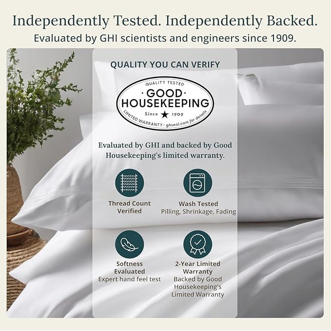 California Design Den Sheets Queen Size Bed Set - Soft 100% Organic Sheets with Deep Pockets, Crisp Percale, Breathable and Durable Bedding Set - True Ivory