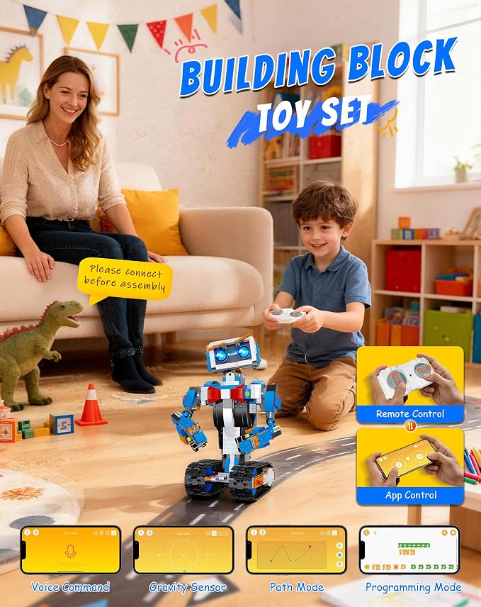 Stove Stoppaz Programmable STEM Building Kit, APP & Remote Control DIY Coding Toy, Rechargeable Educational Construction Set Gift Beginners and Family Robotics for Kids Ages 8-12