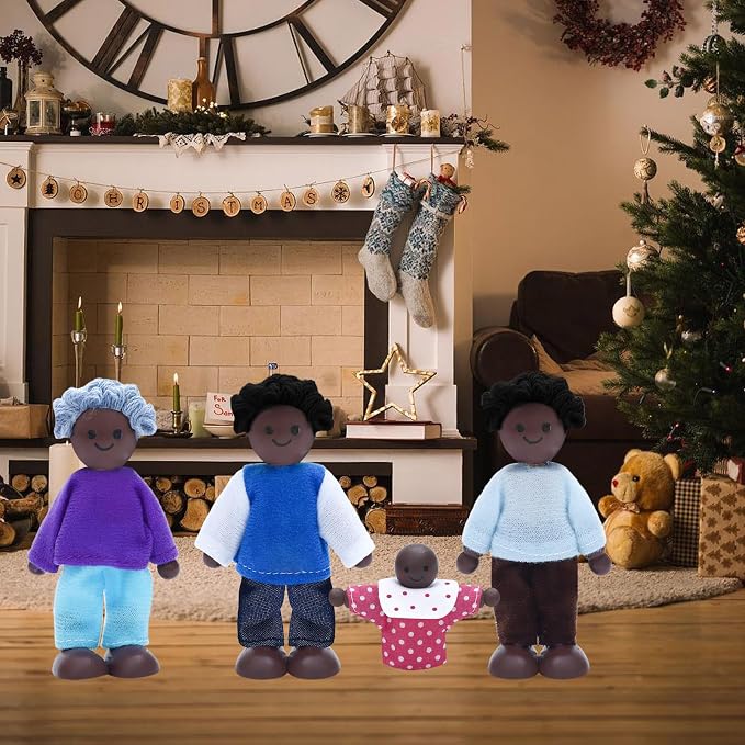 ONEST 10 Pieces Wooden Dollhouse Family Set Mini People Figures Sets Dollhouse Dolls Wooden Doll Family Pretend Play Figures Accessories for Pretend Doll House