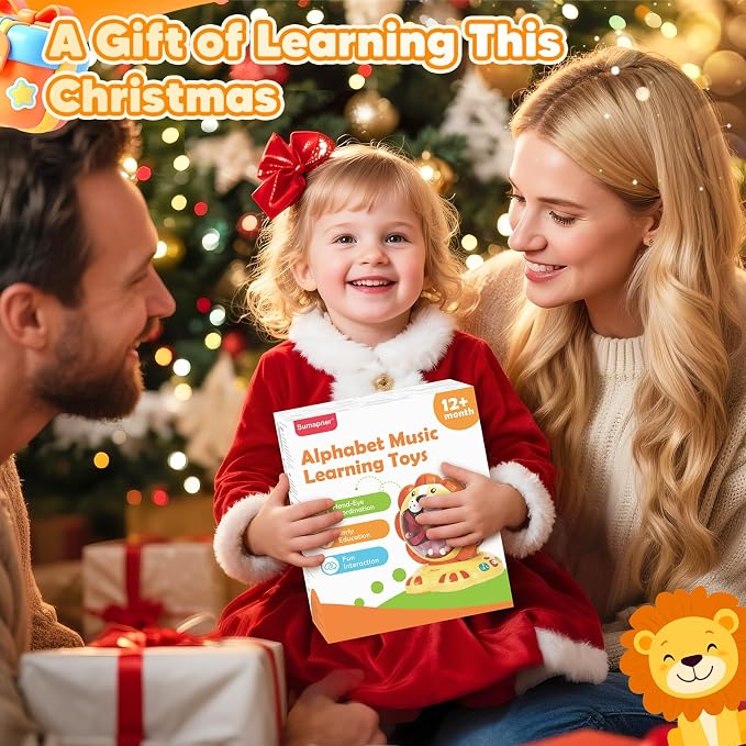 Alphabet Learning Toys for Toddlers 1-2 Year Old, Lion Spin and Sing ABC Letter Interactive Toys with Lights Sound, Musical Educational Toys for Boys Girls Kids, First Christmas Birthday Gift