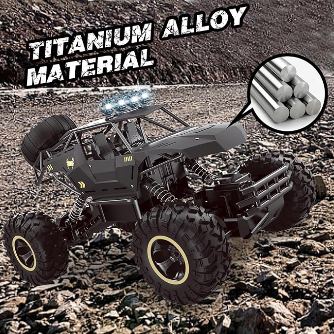 Jiakora RC Cars Remote Control Car 1:12 Off Road Truck, Metal Shell LED Headlights Offroad Monster RC Truck, 4x4 All Terrain Hobby RC Cars Toys for Boys Kids Adults Gifts 8-12