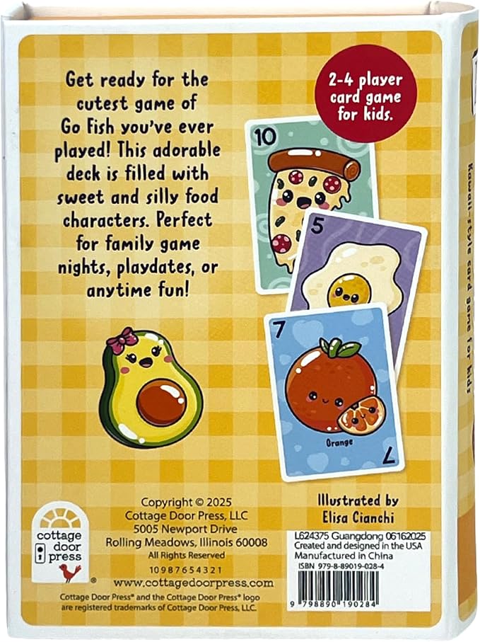 Cottage Door Press Totally Awesome Go Fish Kawaii Card Game for Kids with 48 Adorable Food Character Cards for 2 to 4 Players