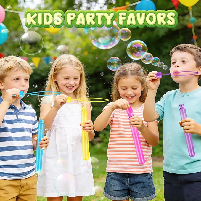 SpringFlower 72 Pcs Bubble for Kids, 2OZ Big Bubble Wands in 6 Colors, Ideal for Kid Party Favors, Summer Toys, Indoor & Outdoor Activities, Birthday, Carnival Prizes, Wedding, Goodie Bags