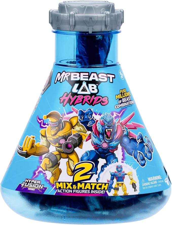 MrBeast Lab Hybrids Multi Pack, Reveal Different Hybrid Parts To Create 2 Mix & Match Action Figures, Plus Parts Of The Golden Panther Dragon, Fuse Millions Of Beast Combinations - Liger VS Banana-man