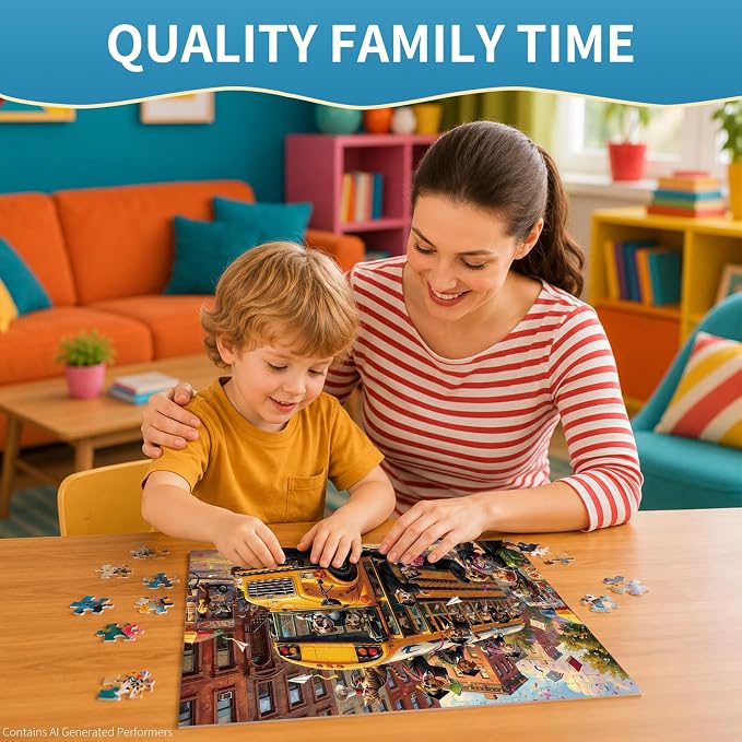 100 Pieces Puzzles for Kids Ages 4-8, Bus Educational Kids 100 Piece Puzzle, Children Jigsaw Puzzles Kids Puzzles, Educational Learning Puzzle Toys for Girls and Boys