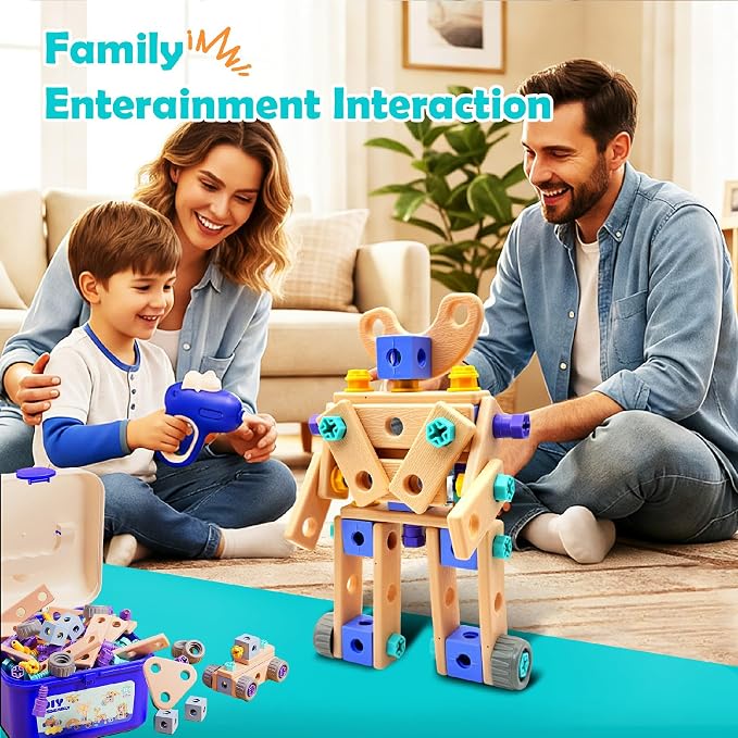 Kids STEM Building Toys For Ages 3-5 4-6 4-8 5-7 6-8 Years Old Boy Birthday Gift,101 Pcs Preschool Educational Construction Toys Tools Set With Drill,Toddler Design Drill Screw Toys (blue101)