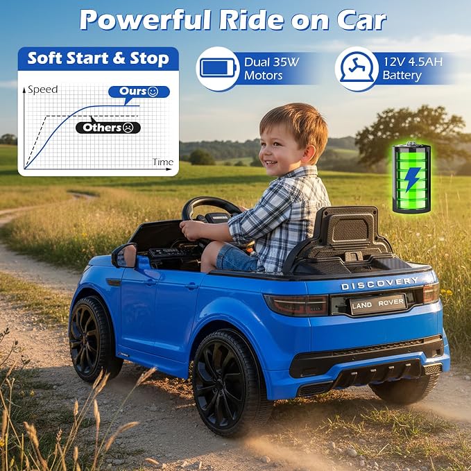 Costzon Ride on Car, Licensed Land Rover Discovery Sport Electric Vehicle, 12V Kids Car with Parent Remote Control, Music, Horn, Song, Gift for Aged 3+ (Blue, 38” x 24” x 17”(L x W x H))