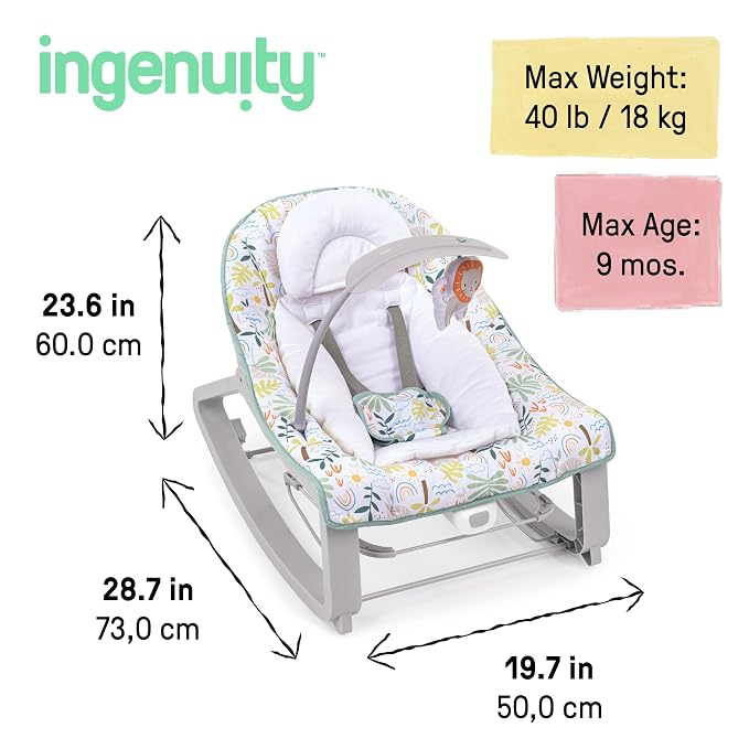 Ingenuity Keep Cozy 3-in-1 Grow with Me Vibrating Baby Bouncer Seat & Infant to Toddler Rocker, 0-30 Months Up to 40 lbs (Madi)