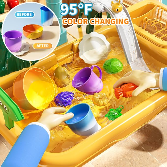 JUKUDAHU Water Table for Toddlers 1-3 - Toddler Outdoor Toy, Outside Water Play Table for Kids Ages 4-8, Play Sink Toy with Running Water, Fishing Games, Birthday Gifts for Boys and Girls 3 4 5 6