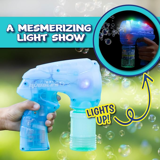 Light Up Bubble Blaster – Auto Bubble Blower for Kids, Outdoor Summer & Pool Party Toy (Includes 4oz Solution, Receive One Blaster - Color at Random)