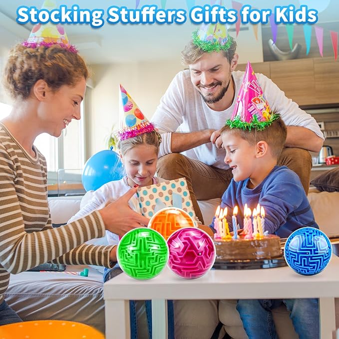 YongnKids 4Pcs 3D Puzzle Maze Ball Brain Teaser Puzzles Maze Game for Kids Adult, Fidget Toy for Motor Skills and Coordination,Kids Autism ADHD Calming Focus Stress Relief Toy