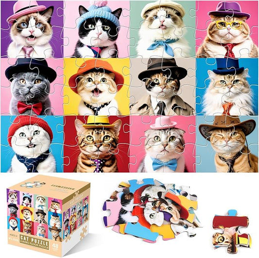 Jumbo Floor Puzzle for Kids,48 Piece Cat Jigsaw Puzzles,Pet Learning Educational Toys for Toddlers Ages 3-5,Children Gift for Boy Girl Ages 4-8