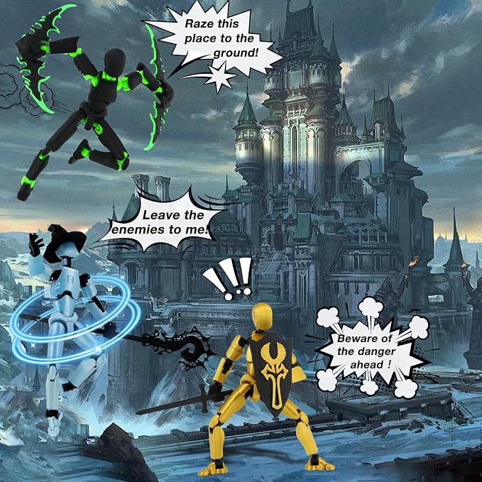 Qoopower Titan 13 Action Figure Assembly Completed, 5-Pack 3D Printed T Dummy Lucky 13 Action Figure Articulated, Gift for Boys Desktop Decorations,muñeco de acción (Multicolored)