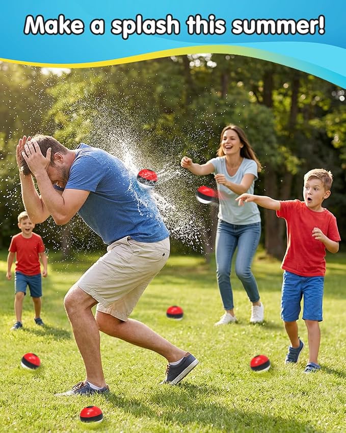 Reusable Water Balloons 12 Pcs, Refillable Self-Sealing Water Bombs, Quick Fill Silicone Water Balls for Kids, Non-Magnetic Splash Toys for Outdoor Summer Fun, Pool Beach Backyard Water Park Games