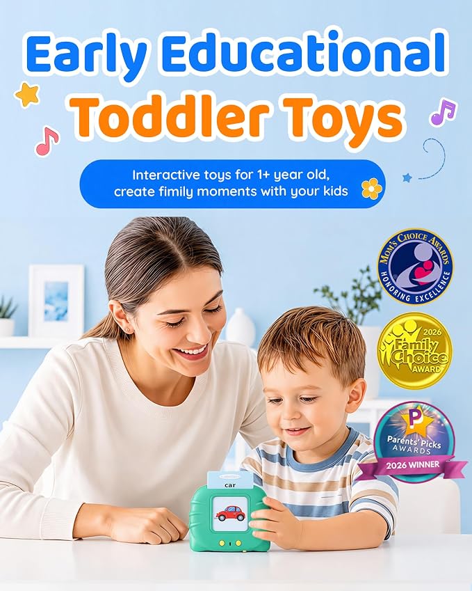 Aullsaty Talking Flash Cards for Toddlers 1-5 Years Old, Upgraded 536 Sight Words with 6 Songs Montessori Autism Sensory Toys, Educational Learning Speech Therapy Birthday Gifts for Boys Girls (Green)