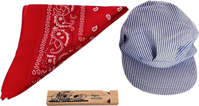 Children's Train Conductor Dress Up Kit - Hat, Whistle, and Bandana