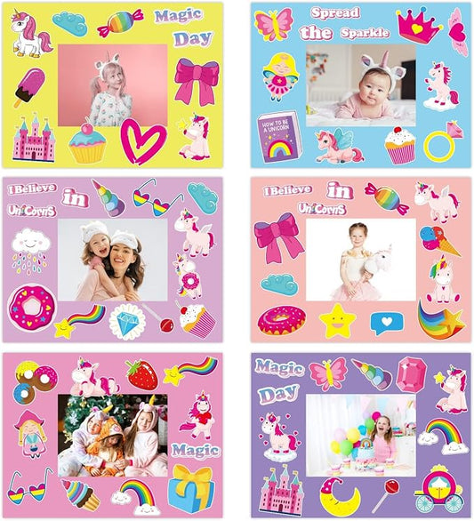 chiazllta 30 Packs Summer Unicorn Picture Frame Craft Kits Magic Unicorn DIY Craft Art Party Favor Home Game Activities