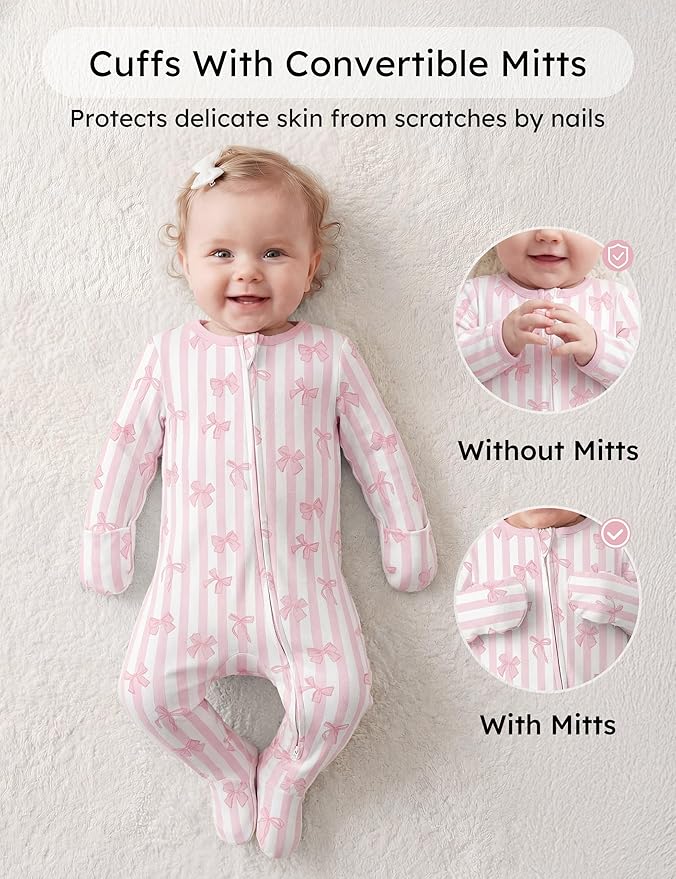 Yoofoss Baby Pajamas 100% Organic Cotton Baby Sleepers for Newborn 0-3 3-6 6-9 Months Boys Girl Clothes 3pcs Footed PJs